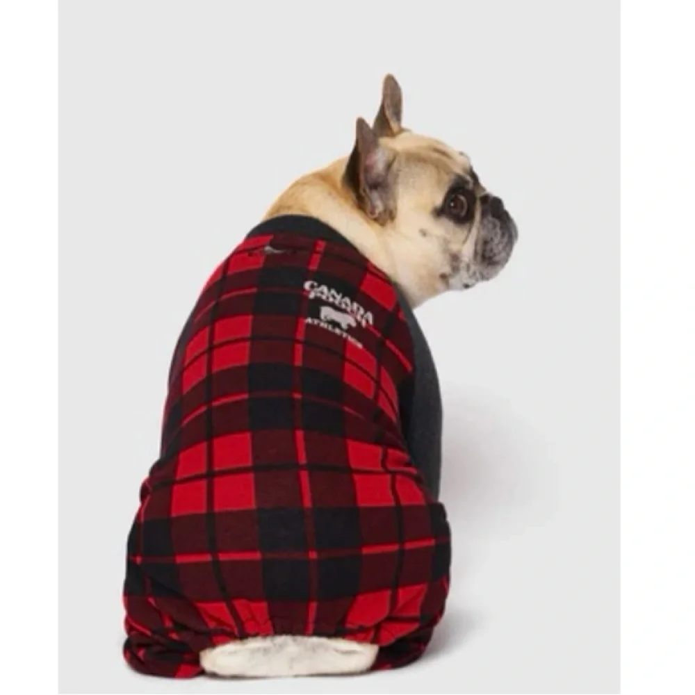 🦋 CANADA POOCH Red Black Buffalo Plaid Frosty Fleece Sweatsuit NWT Size 20